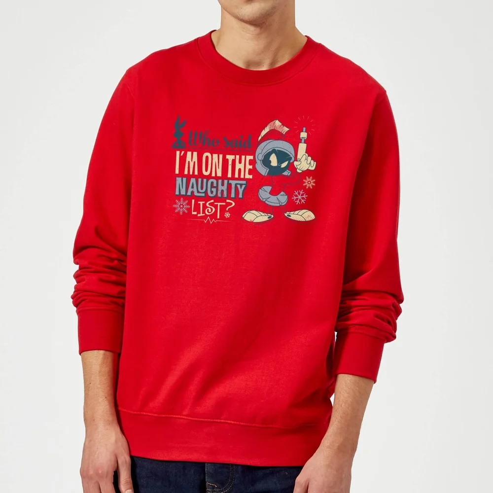 Looney Tunes Martian Who Said Im On The Naughty List Christmas Sweater - Red - S Image 1
