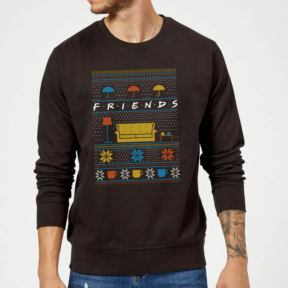 Friends Sofa Knit Christmas Sweater - Black - S Image 1