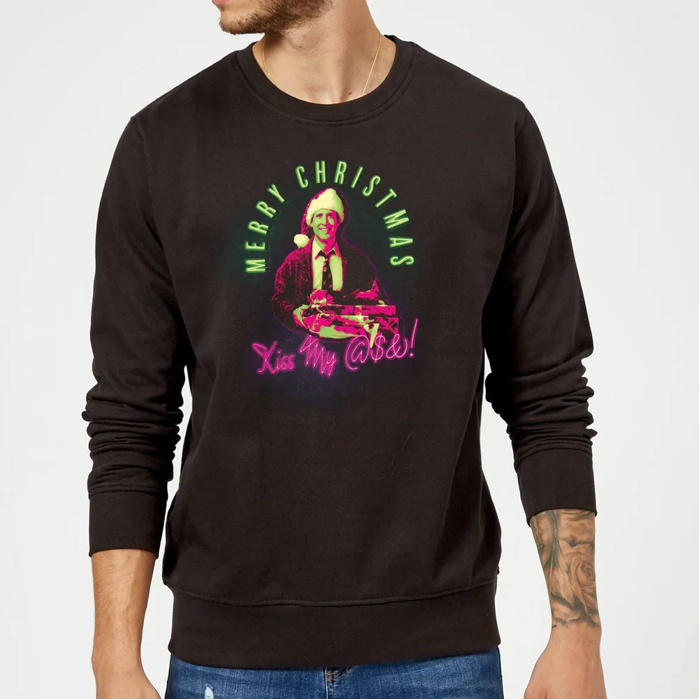 National Lampoon Merry Christmas Clark Griswold Christmas Sweater - Black - S Image 1
