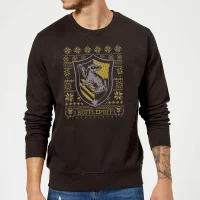 Harry Potter Hufflepuff Crest Christmas Sweater - Black - undefined undefined