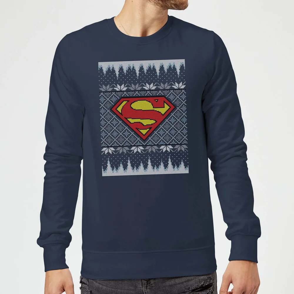 DC Superman Knit Christmas Sweater - Navy - S Image 1
