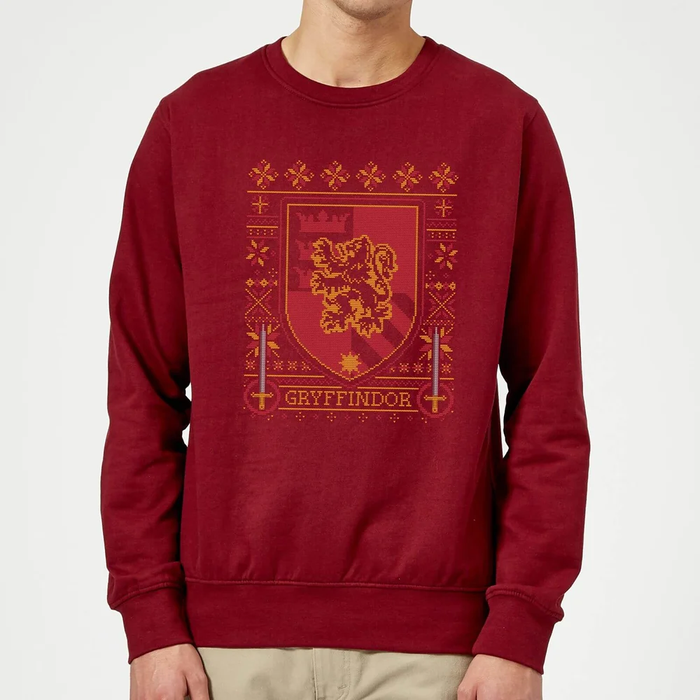 Harry Potter Gryffindor Crest Christmas Sweater - Burgundy - M Image 1