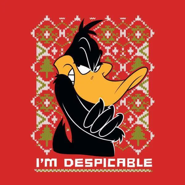 Looney Tunes Daffy Duck Knit Christmas Sweater - Red