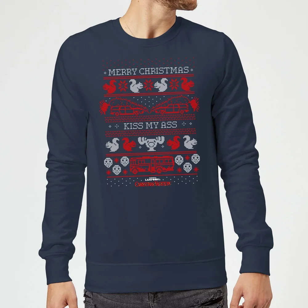 National Lampoon Merry Christmas Knit Christmas Sweater - Navy - S Image 1