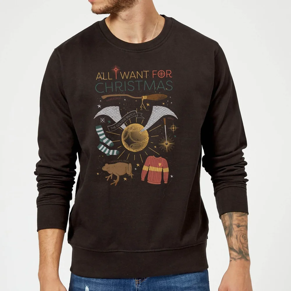 Harry Potter All I Want Christmas Sweater - Black - S Image 1