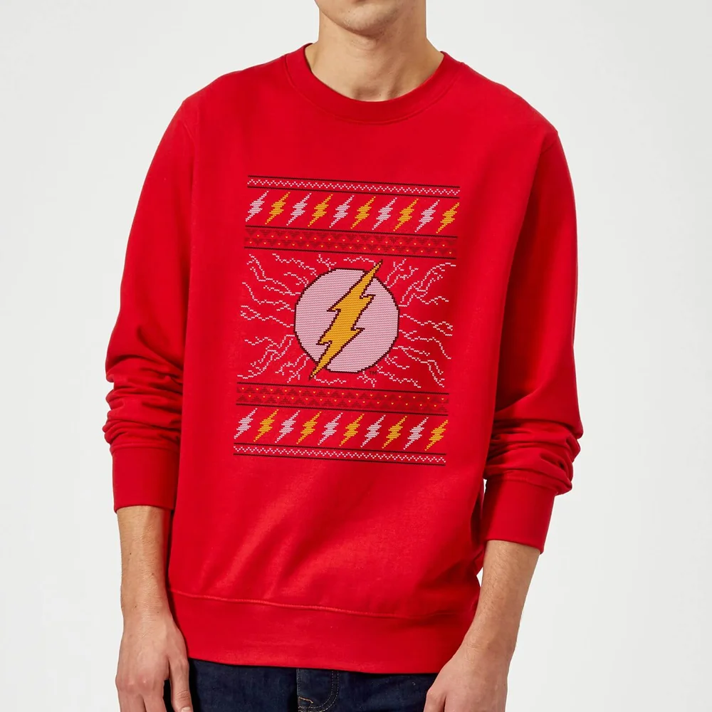 DC Flash Knit Christmas Sweater - Red - S Image 1