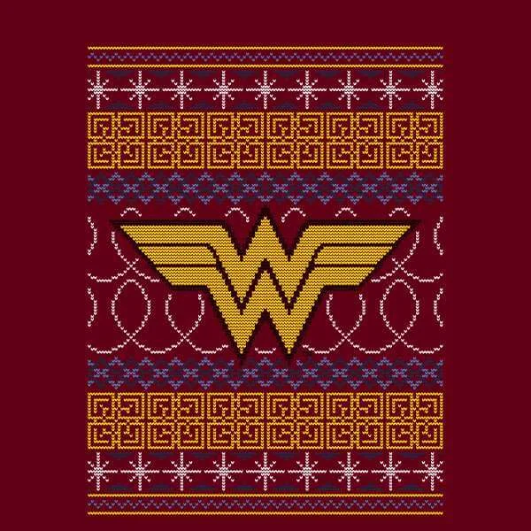 DC Wonder Woman Knit Christmas Sweater - Burgundy