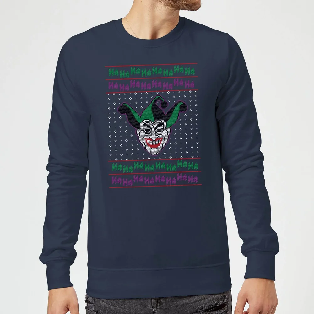 DC Joker Knit Christmas Sweater - Navy - S Image 1