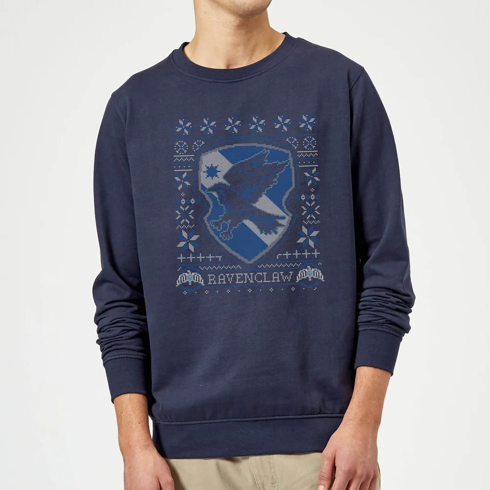 Harry Potter Ravenclaw Crest Christmas Sweater - Navy - S Image 1