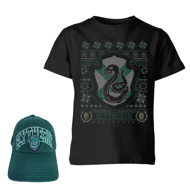 Harry Potter Slytherin T-Shirt and Cap Bundle - Black
