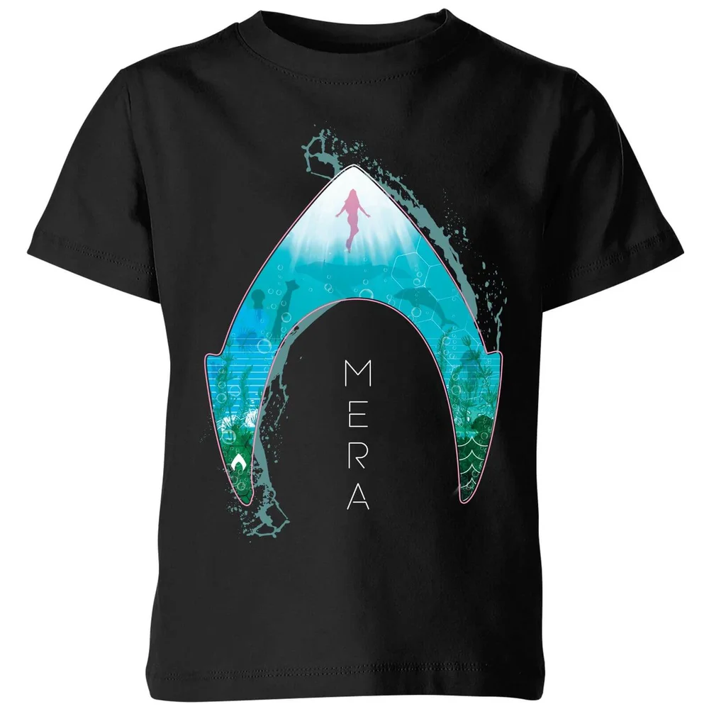 Aquaman Mera Logo Kids' T-Shirt - Black - 3-4 Years Image 1