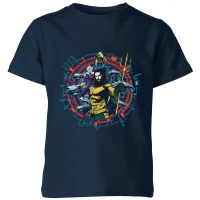 Aquaman Circular Portrait Kids' T-Shirt - Navy - undefined undefined