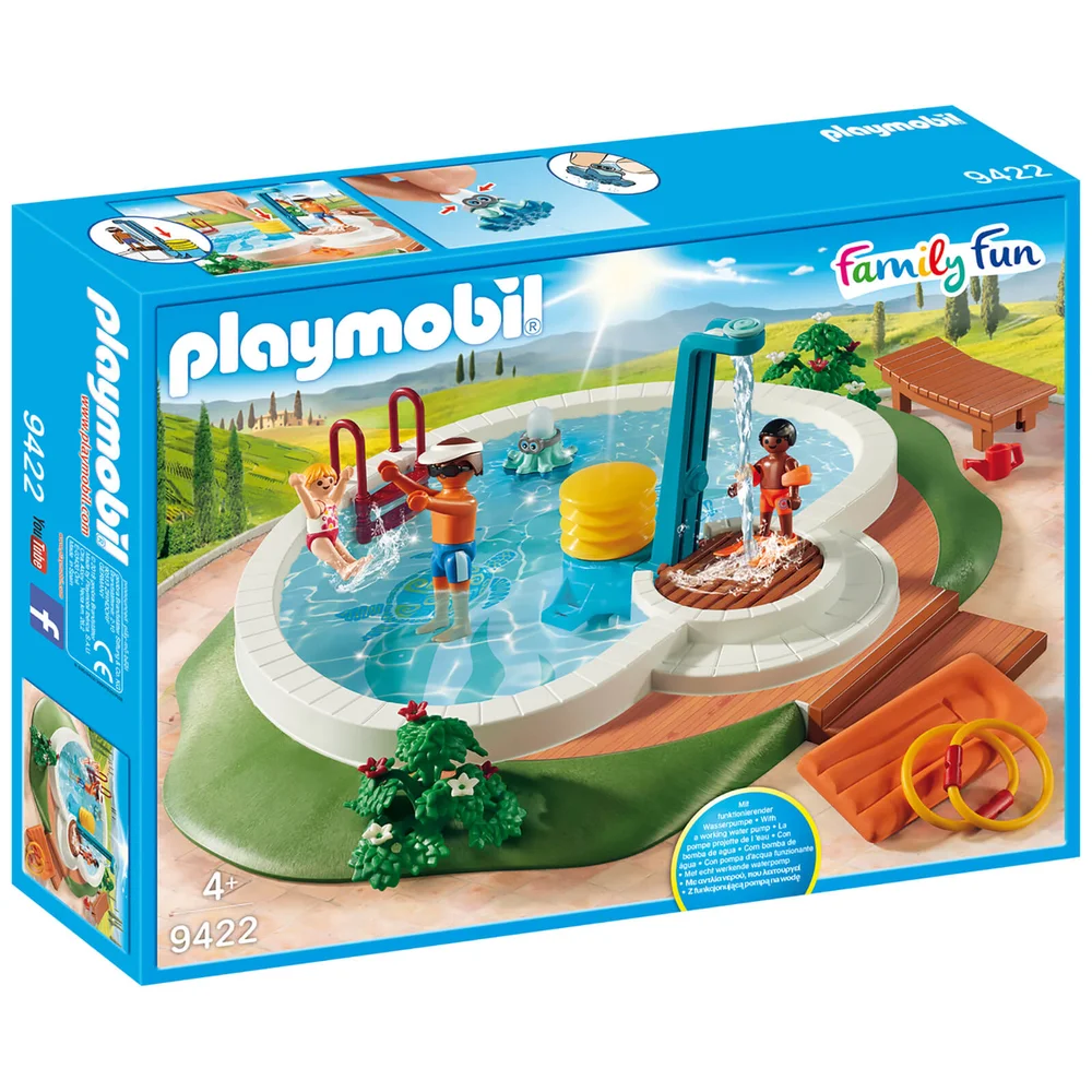 Playmobil Family Fun Swimming Pool with Functioning Shower and Floating Raft (9422) Image 1
