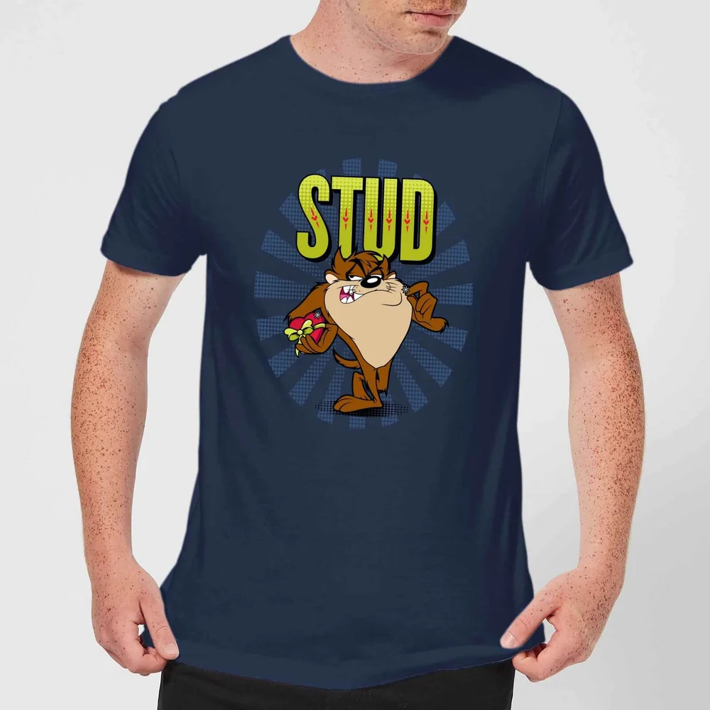Looney Tunes Stud Taz Men's T-Shirt - Navy - S Image 1