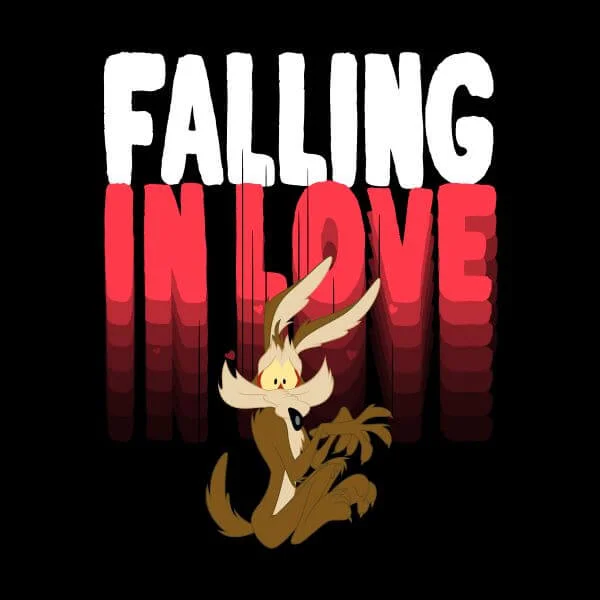 Looney Tunes Falling In Love Wile E. Coyote Women's T-Shirt - Black