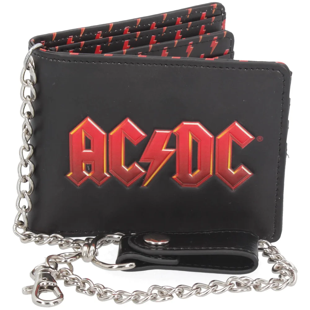 AC/DC Logo Leather Lightning Chained Wallet Purse Image 1