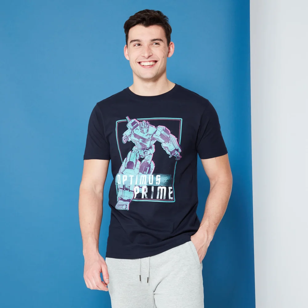 Transformers Optimus Prime Neon T-Shirt - Navy - S Image 1