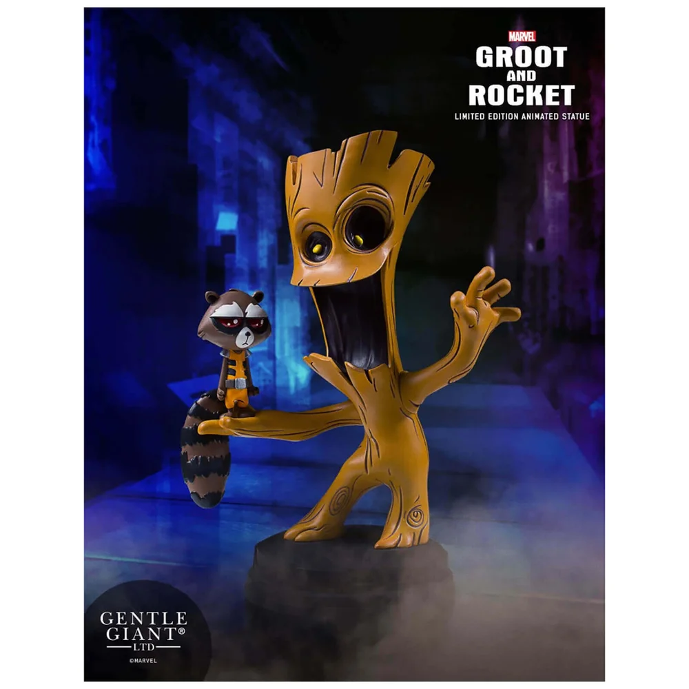 Gentle Giant Marvel Guardians of the Galaxy Marvel Animated Style Groot & Rocket Raccoon Statue - 10cm Image 1