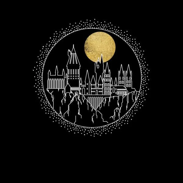 Harry Potter Hogwarts Castle Moon Women's T-Shirt - Black