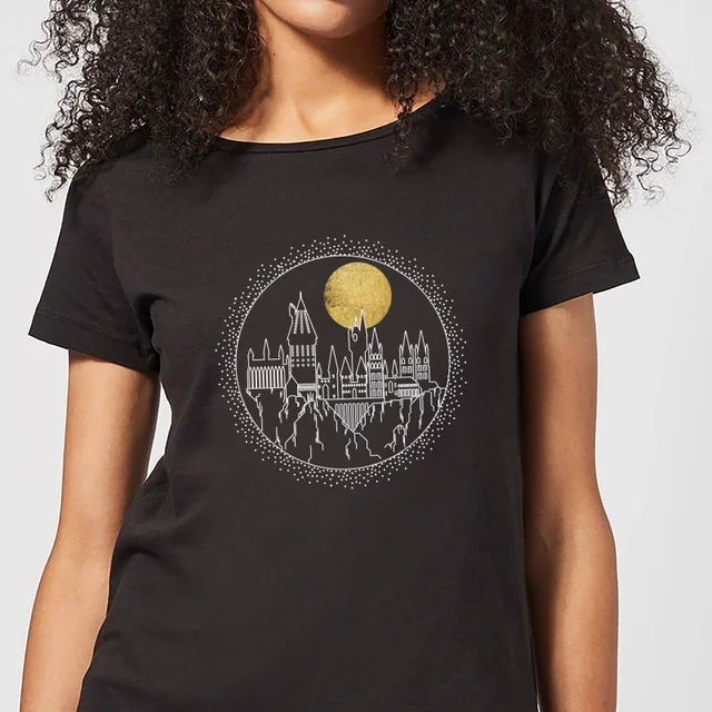 Harry Potter Hogwarts Castle Moon Women's T-Shirt - Black