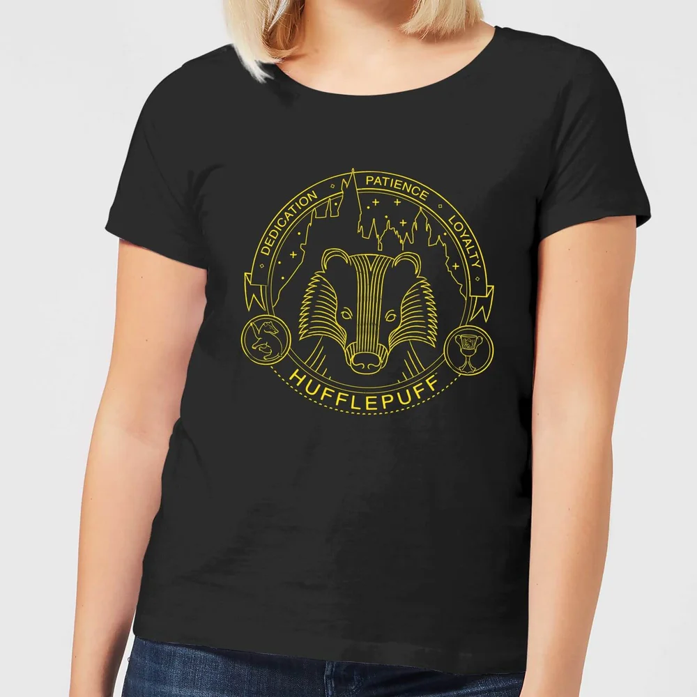 Harry Potter Hufflepuff Badger Badge Women's T-Shirt - Black - S Image 1