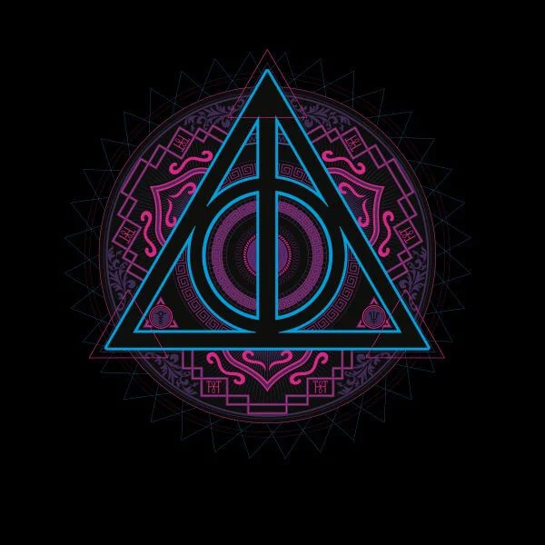 Harry Potter Deathly Hallows Neon Women's T-Shirt - Black