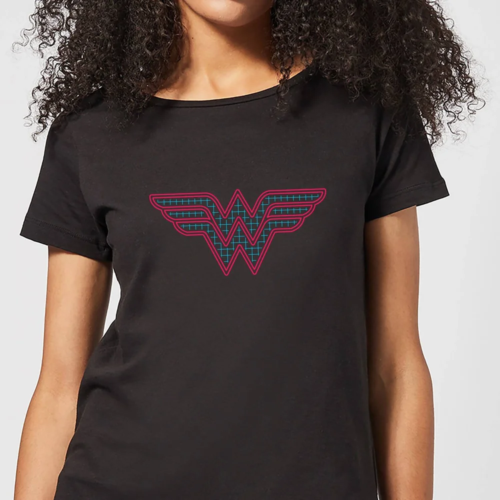 Justice League Wonder Woman Retro Grid Logo Women's T-Shirt - Black - S Image 1