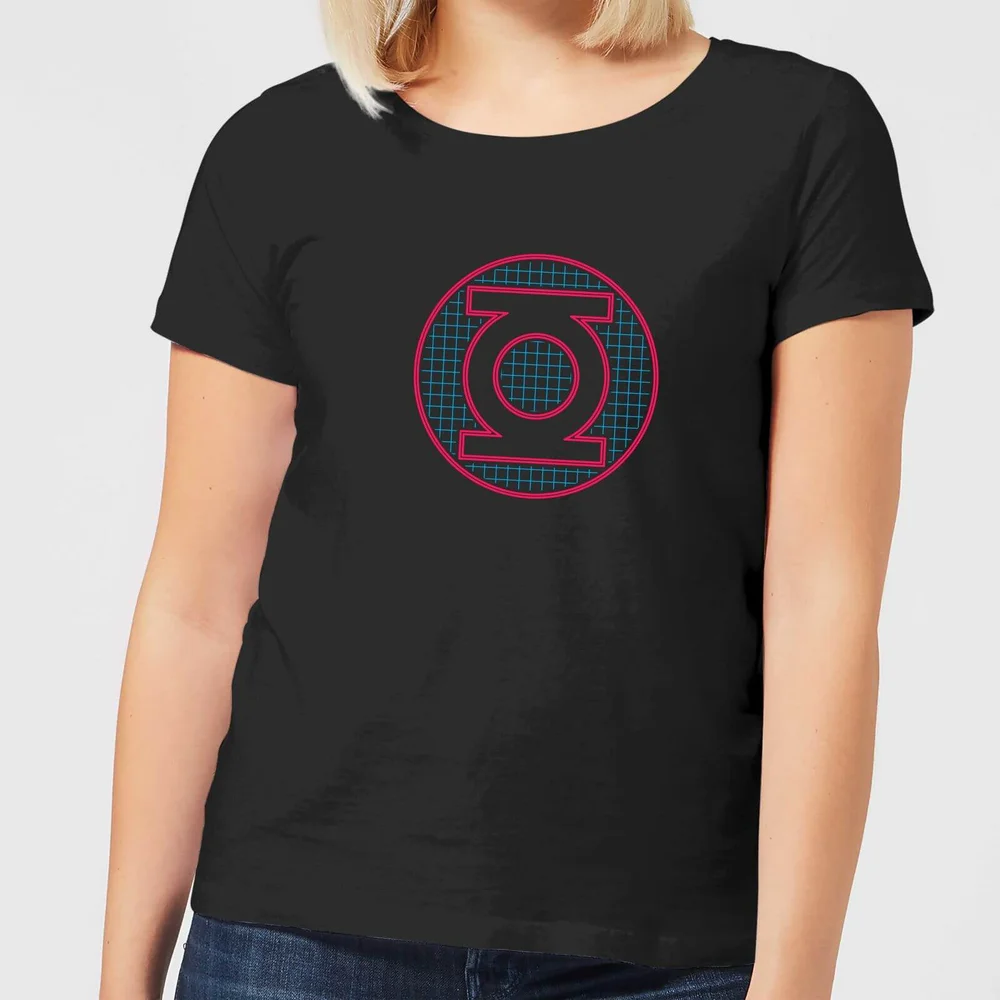 Justice League Green Lantern Retro Grid Logo Women's T-Shirt - Black - S Image 1