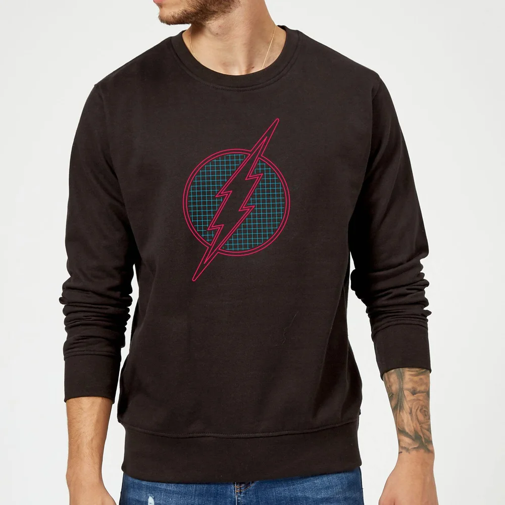 Justice League Flash Retro Grid Logo Sweatshirt - Black - S Image 1