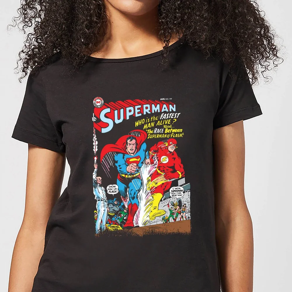 Justice League Who Is The Fastest Man Alive Cover Women's T-Shirt - Black - S Image 1