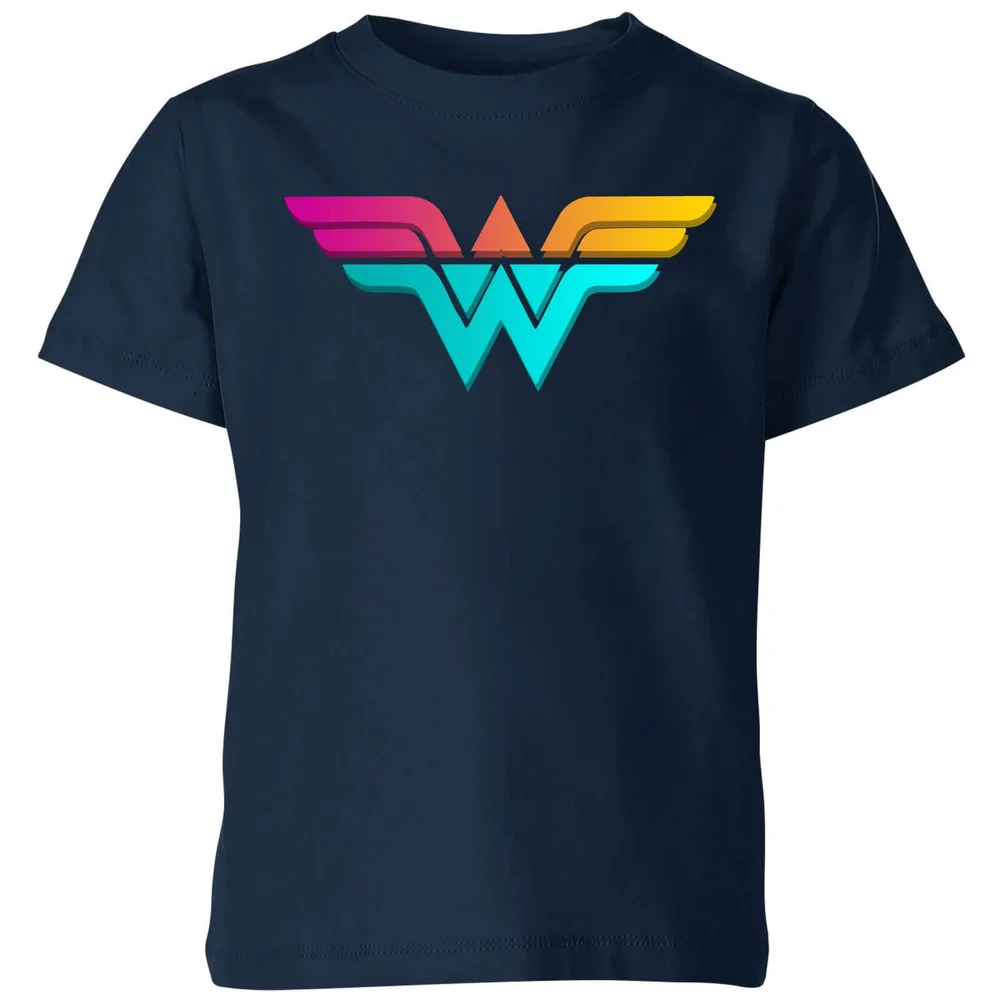 Justice League Neon Wonder Woman Kids' T-Shirt - Navy - 3-4 Years Image 1