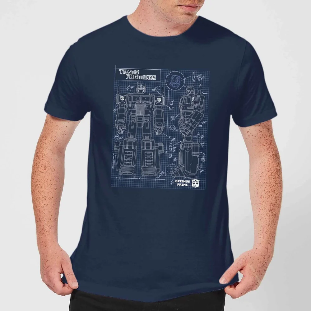 Transformers Optimus Prime Schematic Men's T-Shirt - Navy - S Image 1
