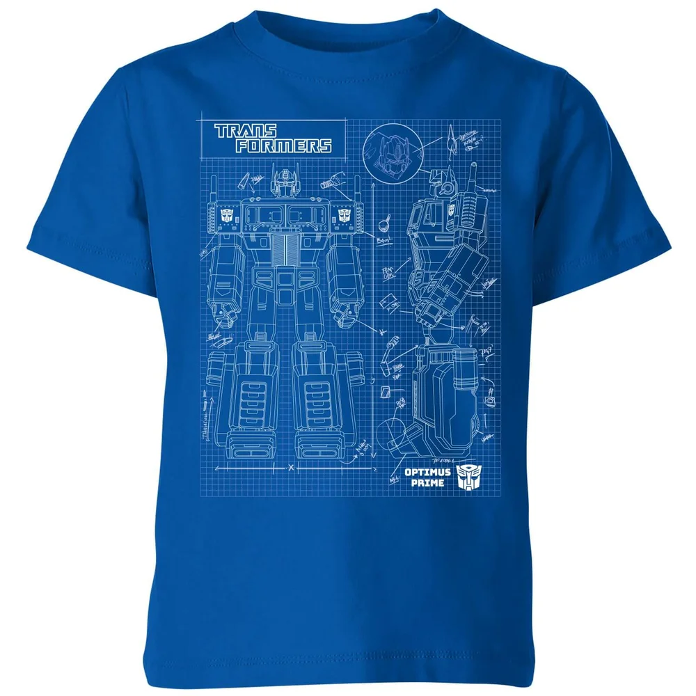 Transformers Optimus Prime Schematic Kids' T-Shirt - Royal Blue - 3-4 Years Image 1