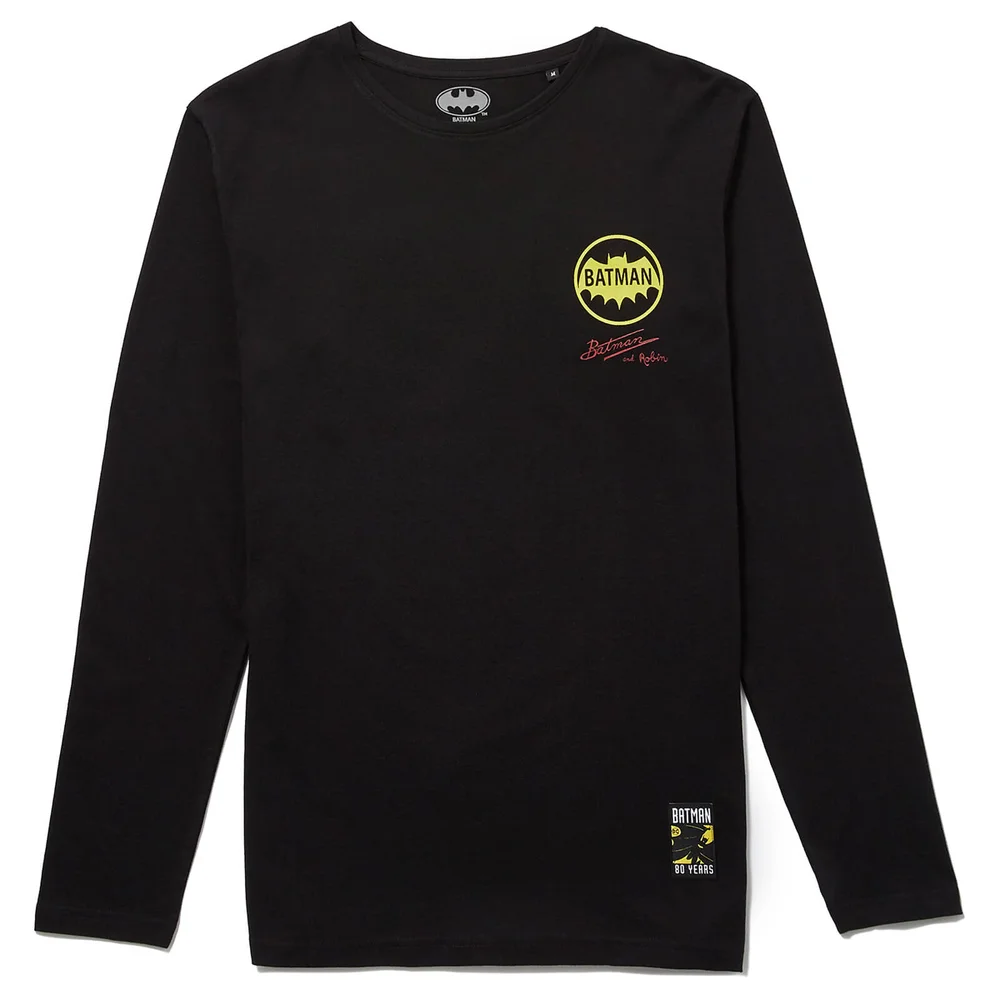 Batman 80th Anniversary Batman & Robin Long Sleeve T-Shirt - Black - S Image 1