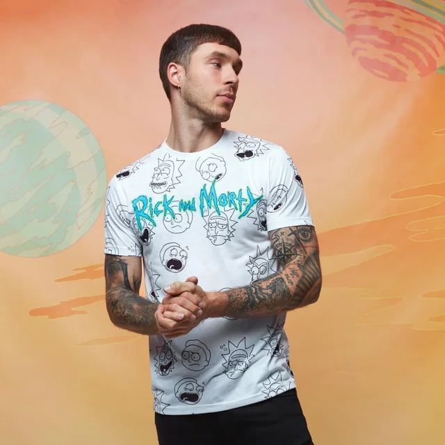Rick & Morty Faces Sublimated T-Shirt - White