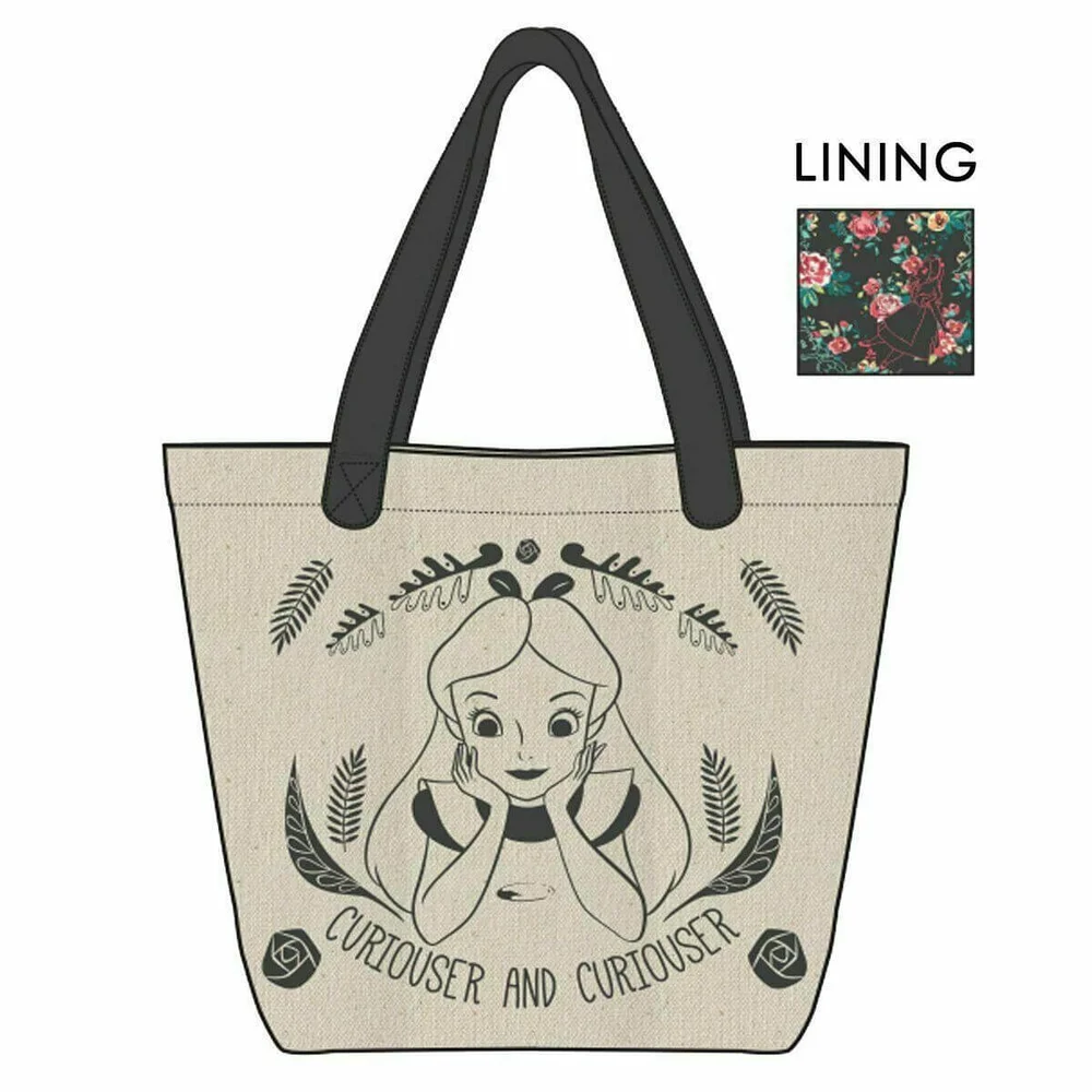Loungefly Disney Alice in Wonderland Curiouser and Curiouser Canvas Tote Bag Image 1