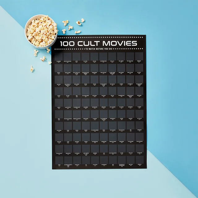 100 Cult Movies Scratch Poster