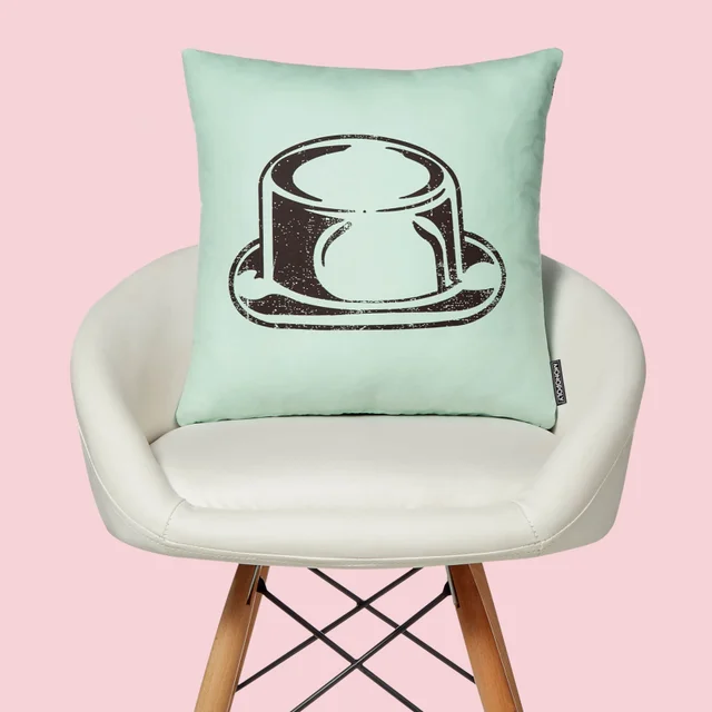 Monopoly Hat Letterpress Square Cushion