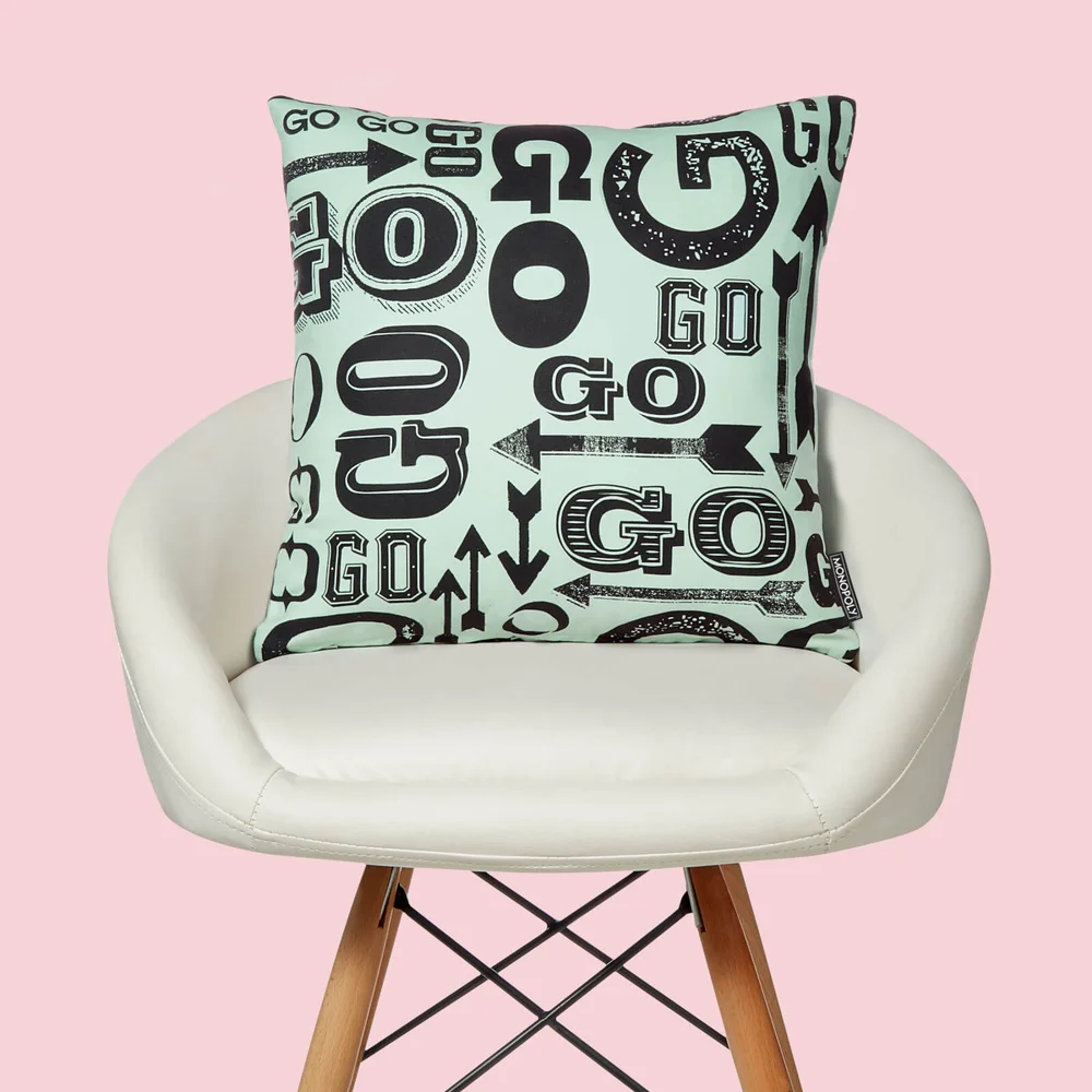 Monopoly Go! Letterpress Square Cushion - 40x40cm - Soft Touch Image 1