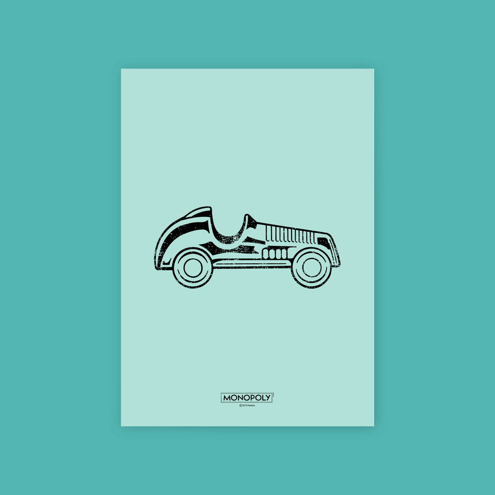 Monopoly Car Letterpress Art Print - A4 Image 1