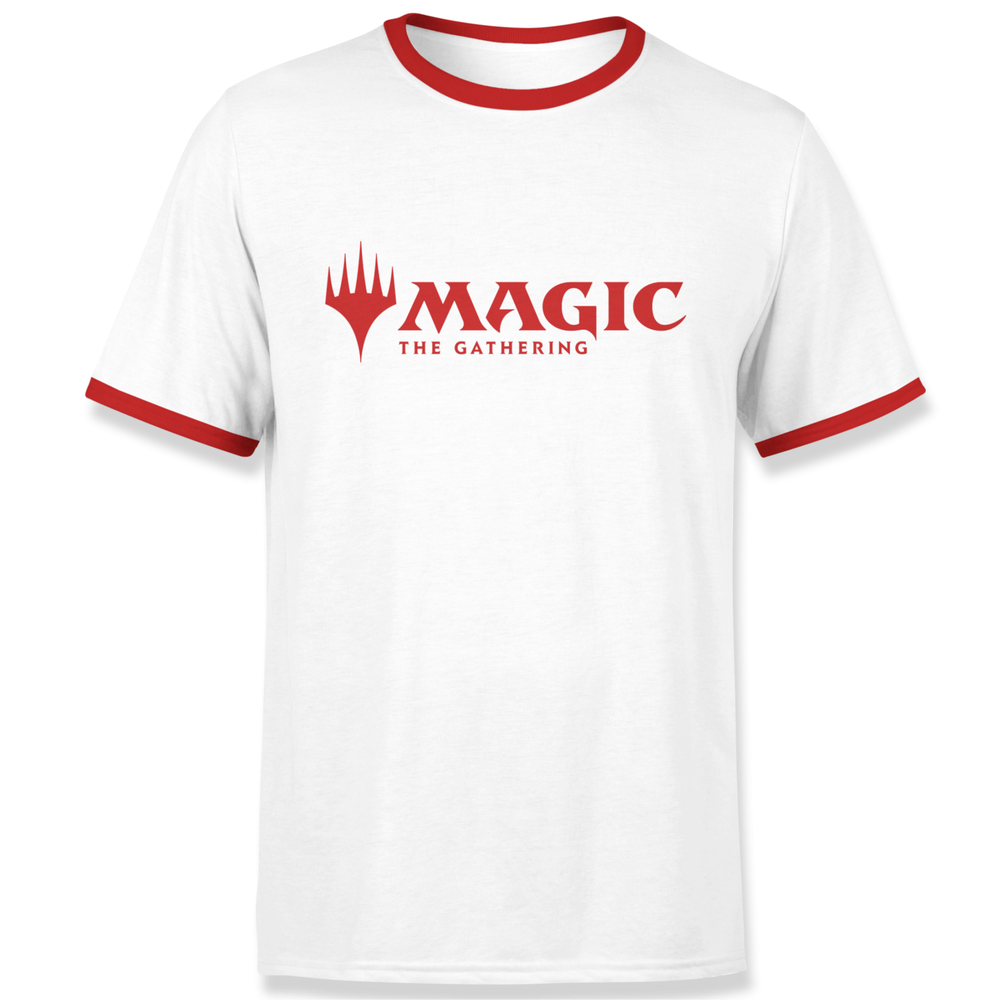 Magic The Gathering Logo Men's Ringer - White/Red - S Image 1