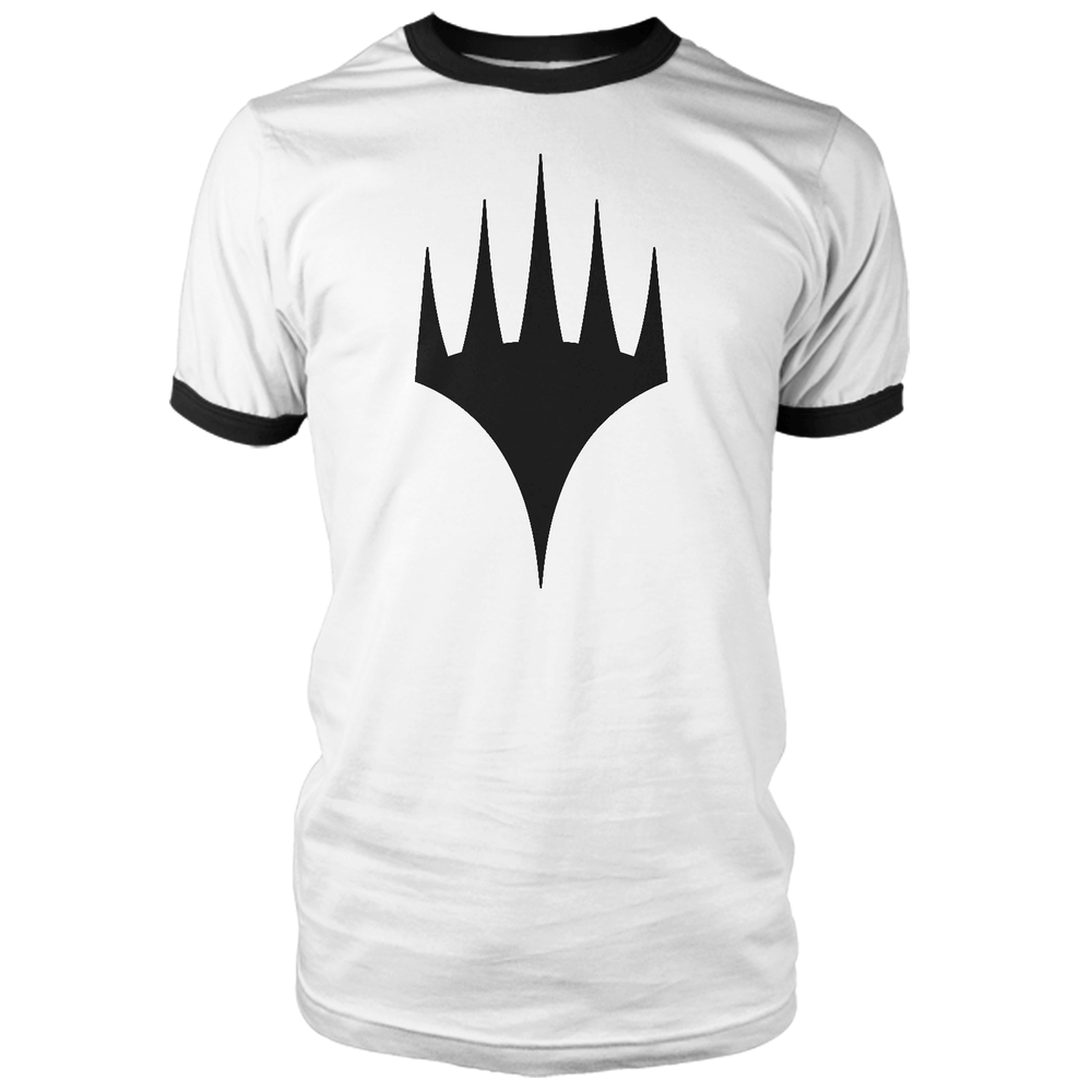 Magic The Gathering Black Logo Men's Ringer - White/Black - S Image 1