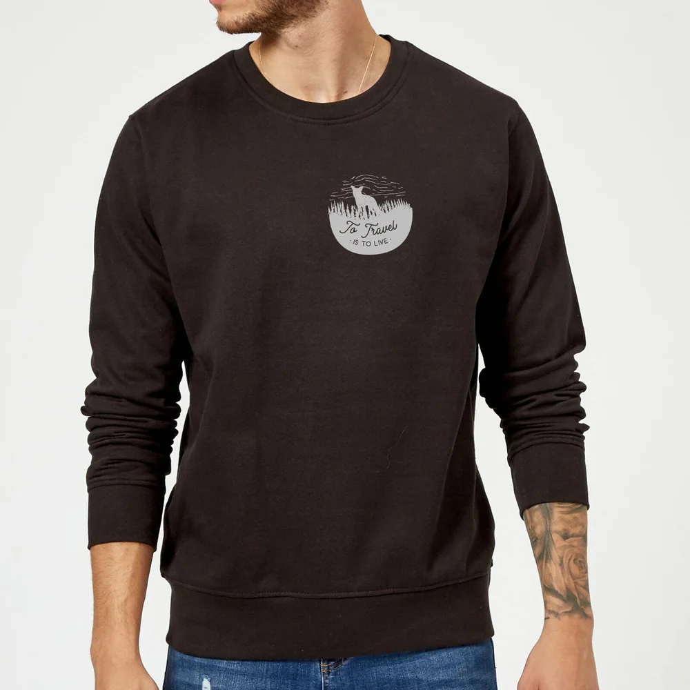 To Travel Is To Live Pocket Print Sweatshirt - Black - S - Black Image 1