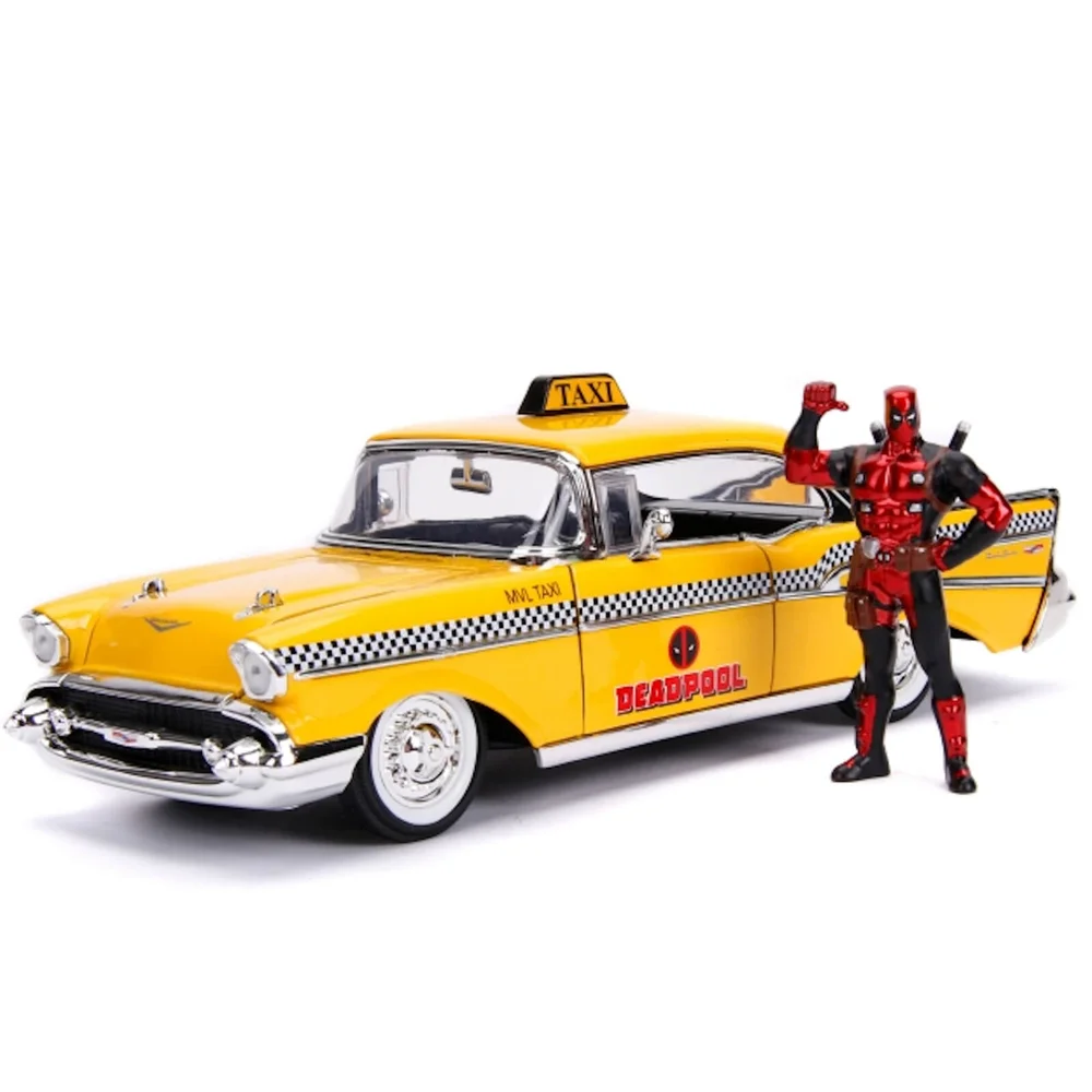 Jada Die Cast Marvel 1:24 Taxi and Deadpool Figure Image 1