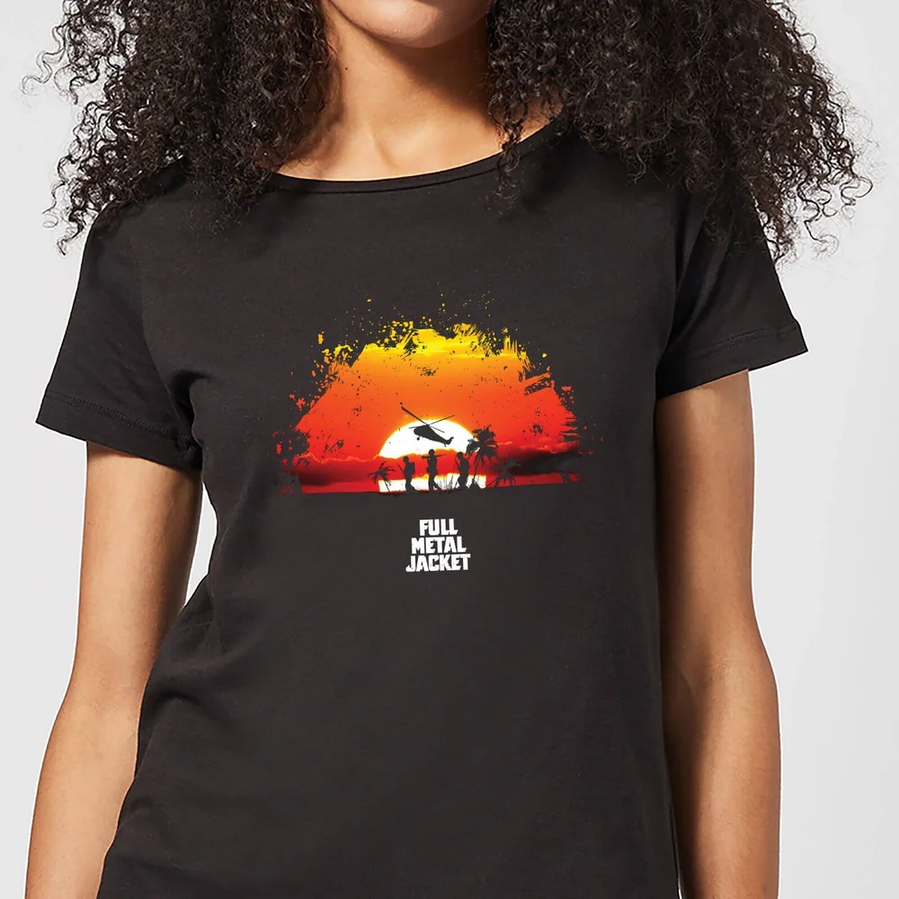 Full Metal Jacket Sunset Distressed Women's T-Shirt - Black - S - Black Image 1