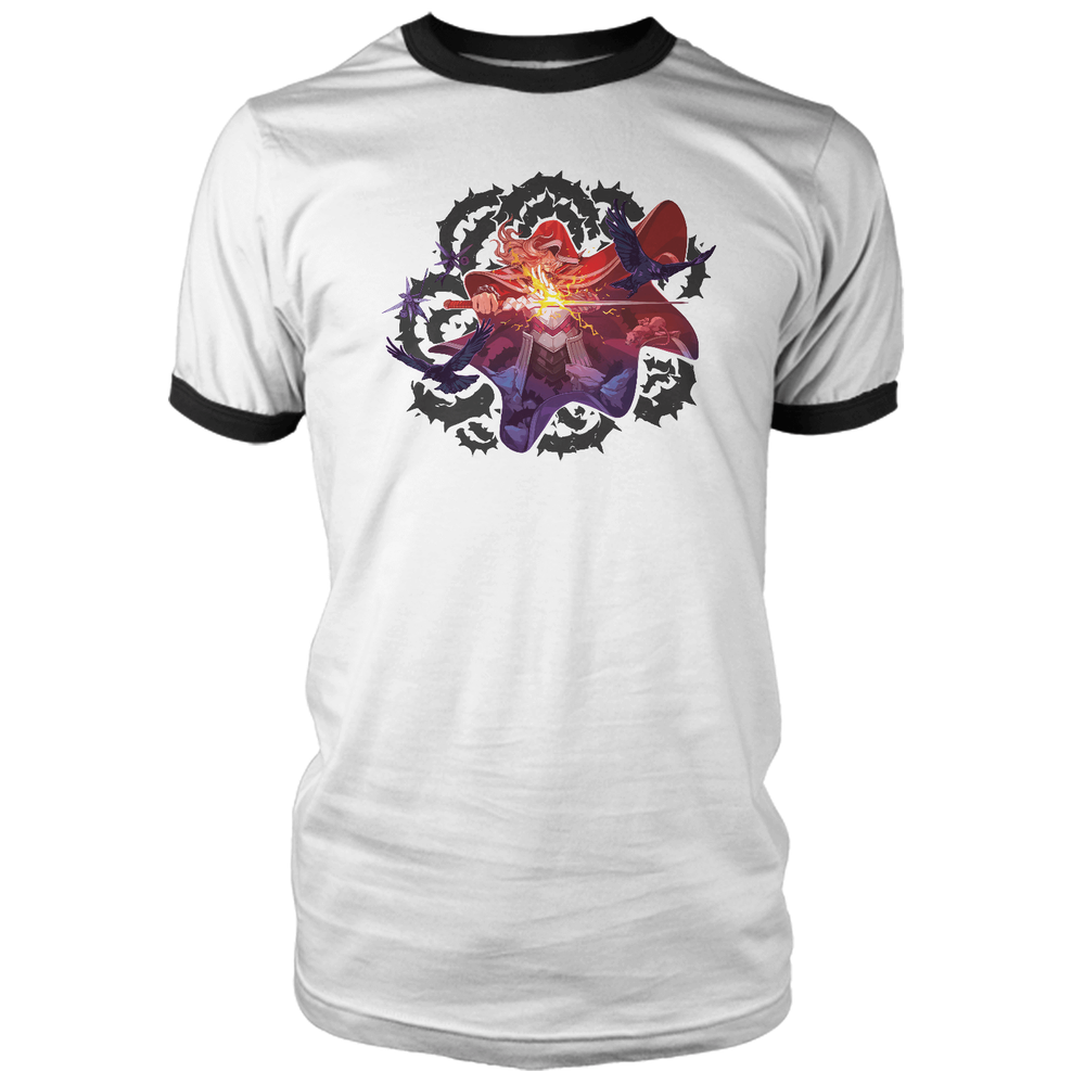 Magic The Gathering Throne of Eldraine Lil Red Rowan Hood White / Black Ringer T-Shirt - White - S Image 1