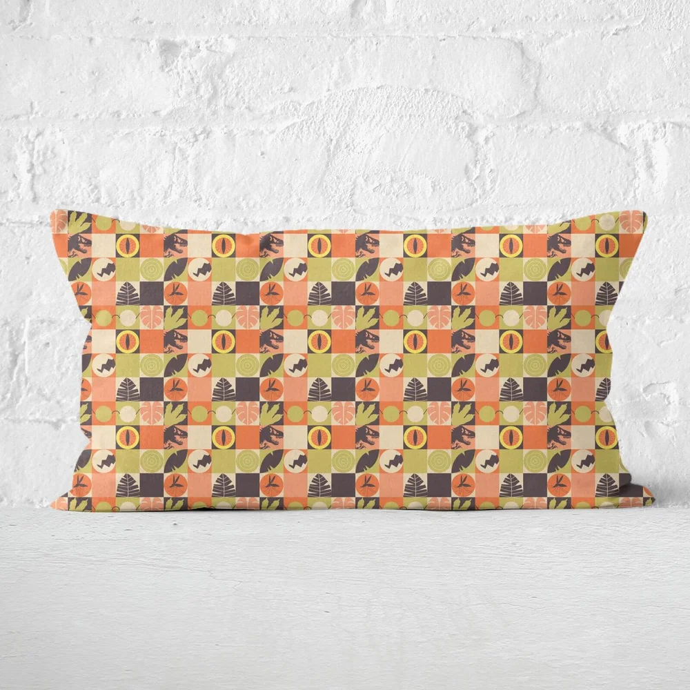Orange Jurassic Park Rectangular Cushion 30x50 - Soft Touch Image 1