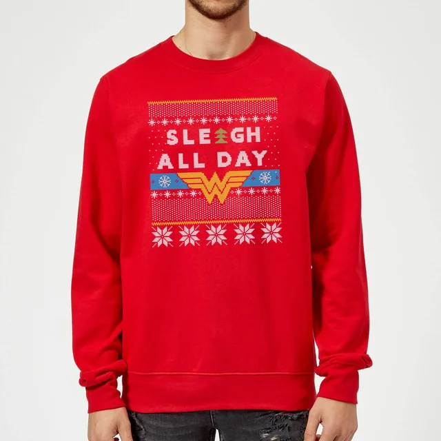 Wonder Woman 'Sleigh All Day Christmas Sweater - Red