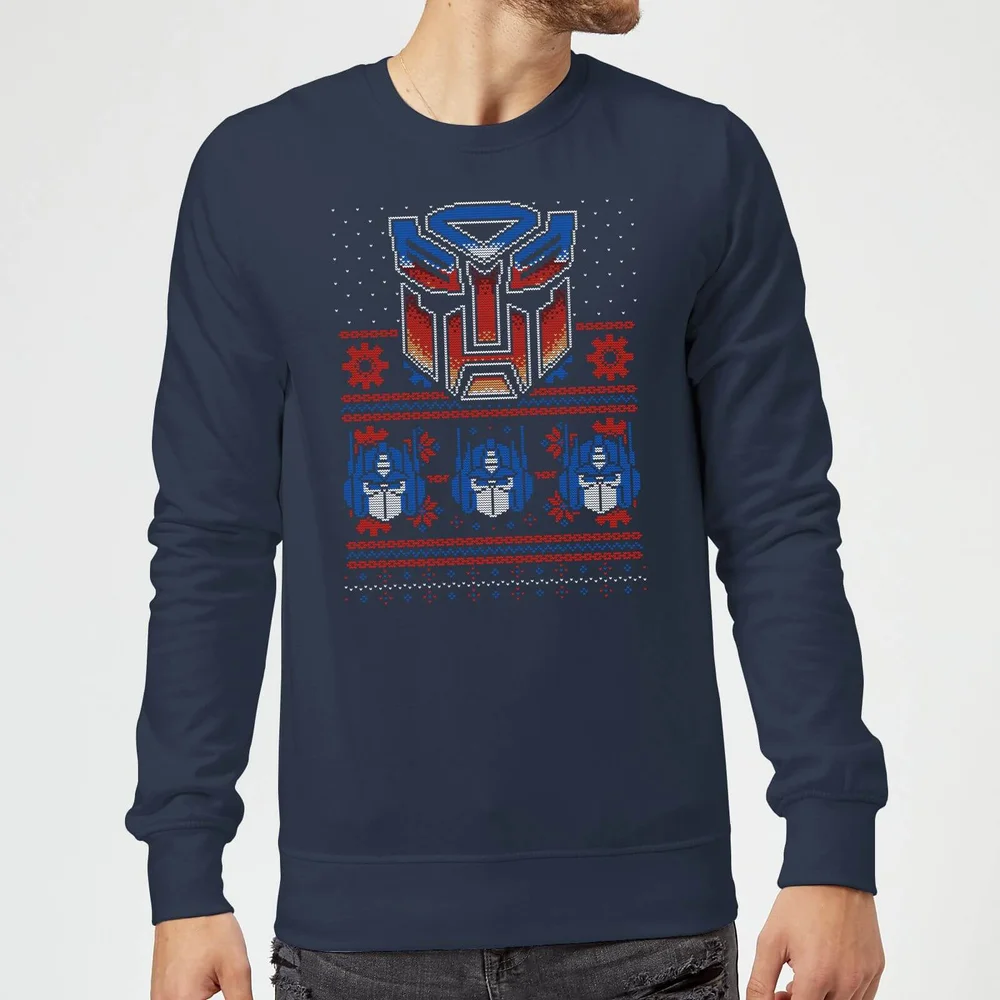 Autobots Classic Ugly Knit Christmas Sweater - Navy - S Image 1