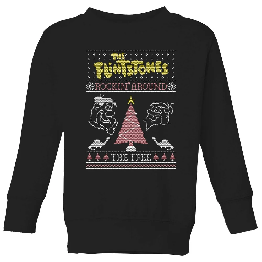 Flintstones Rockin Around The Tree Kids' Christmas Sweater - Black - 3-4 Years Image 1